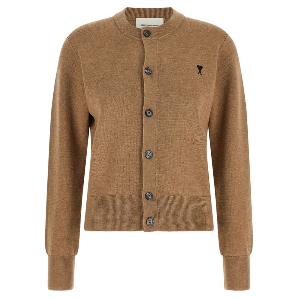 Ami Paris Beige Wool Women's Cardigan